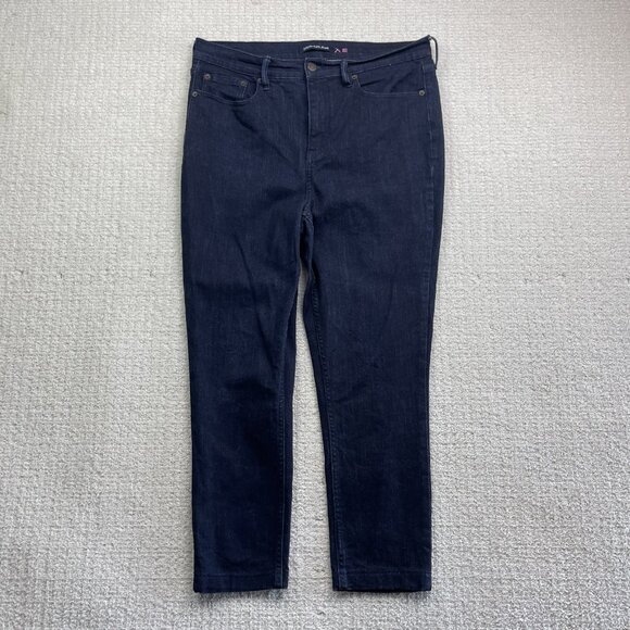 Calvin Klein Jeans Women’s Sz 14 Dark Blue High Rise Skinny Denim Pants Casual - Picture 1 of 14